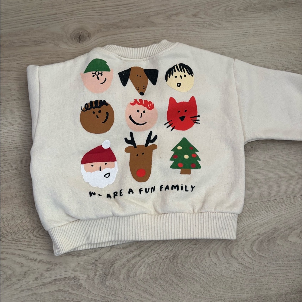 Zara Cream Baby Sweater with Santa and Reindeer 3-6 month